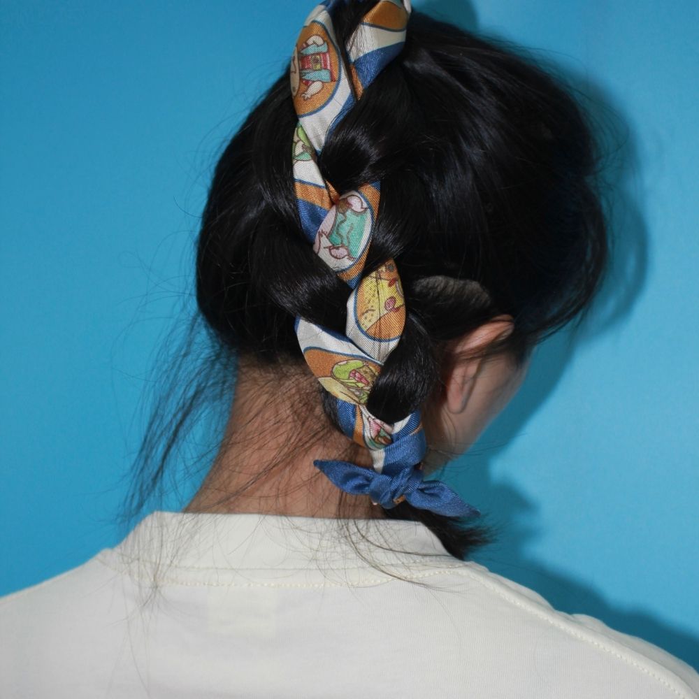Animal Silk Ribbonie Scarf - Blue