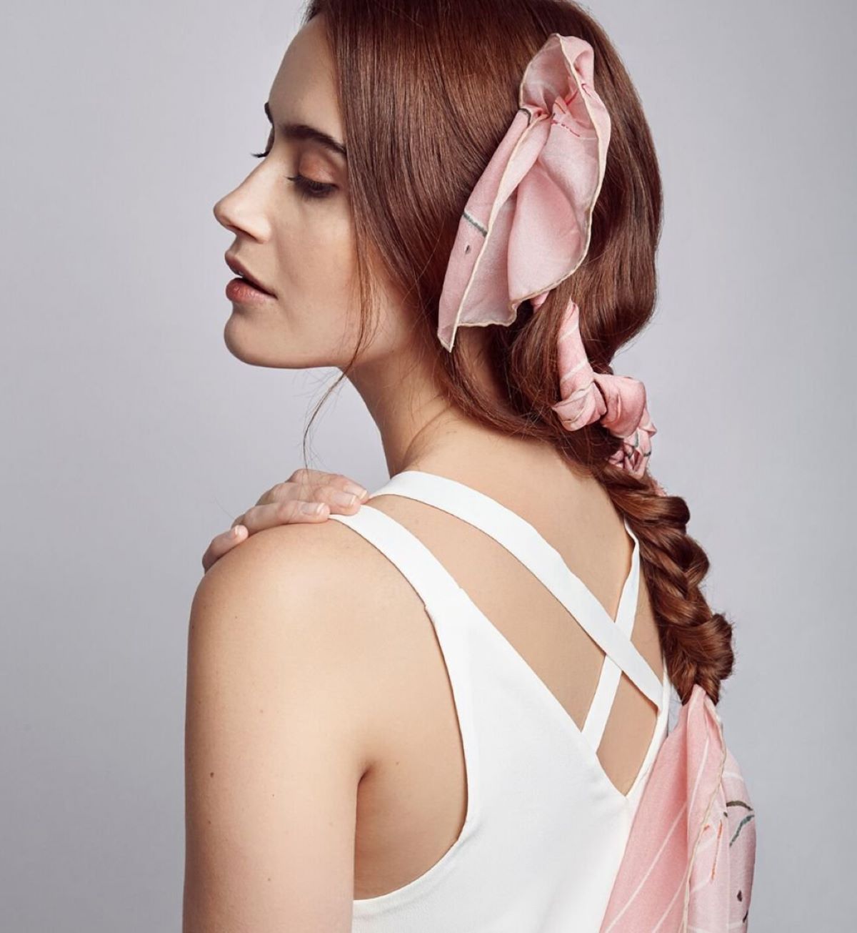 Braid your hair with a silk scarf to create a new look for your hair