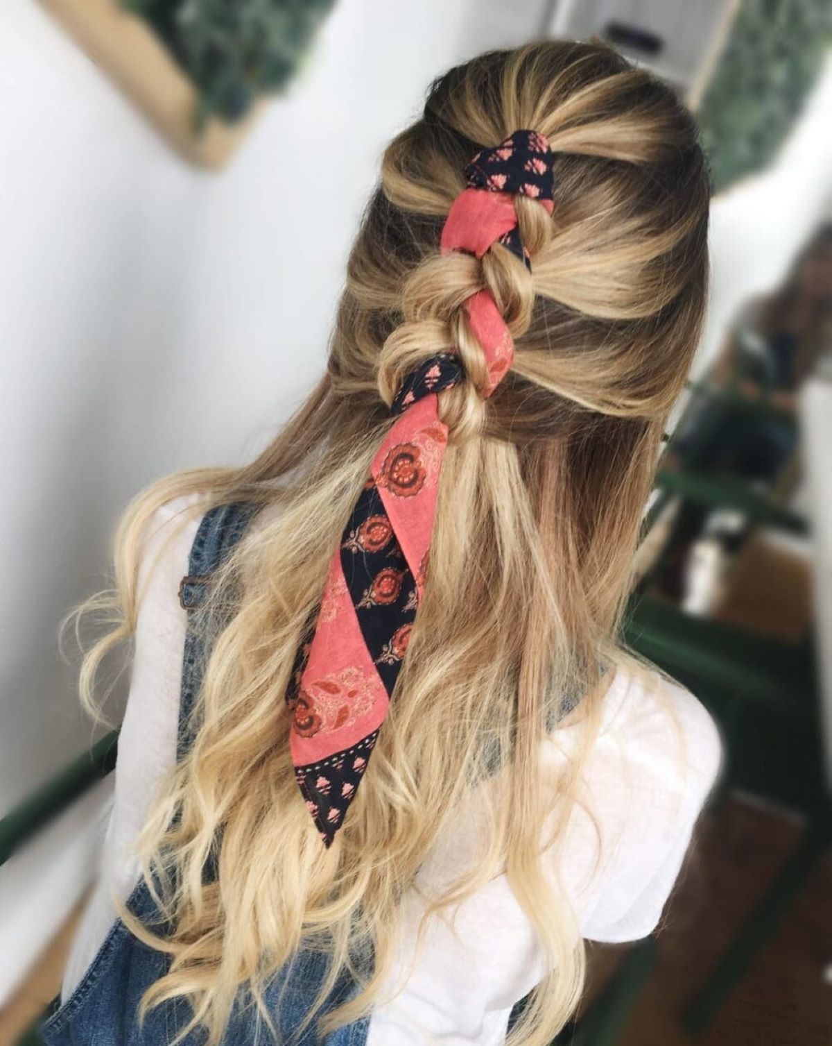 Braid your hair with a silk scarf to create a new look for your hair