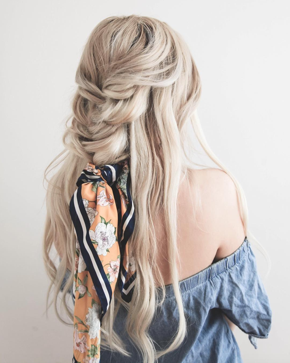 Braid your hair with a silk scarf to create a new look for your hair