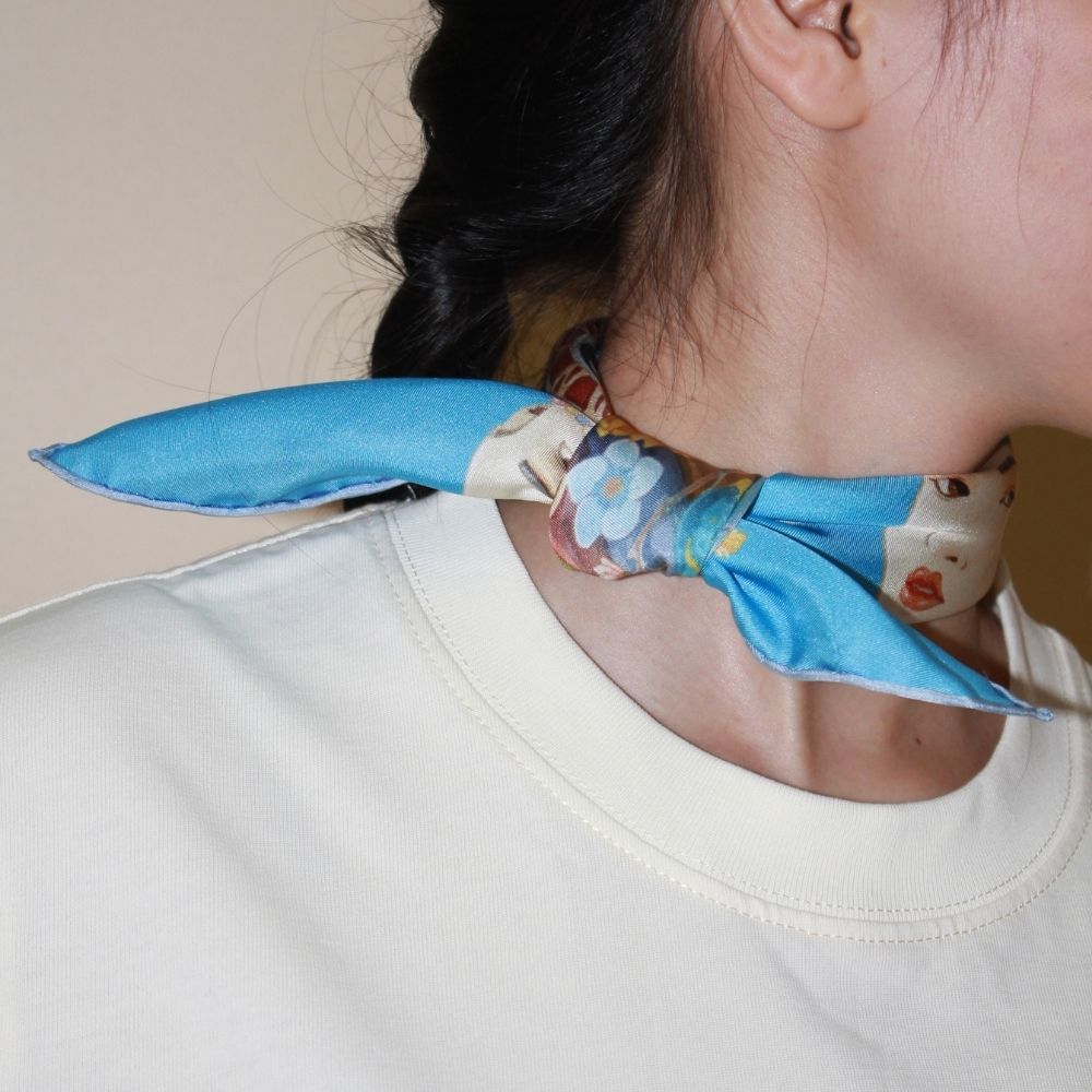 Youth Square Silk Scarf 45cm - Blue