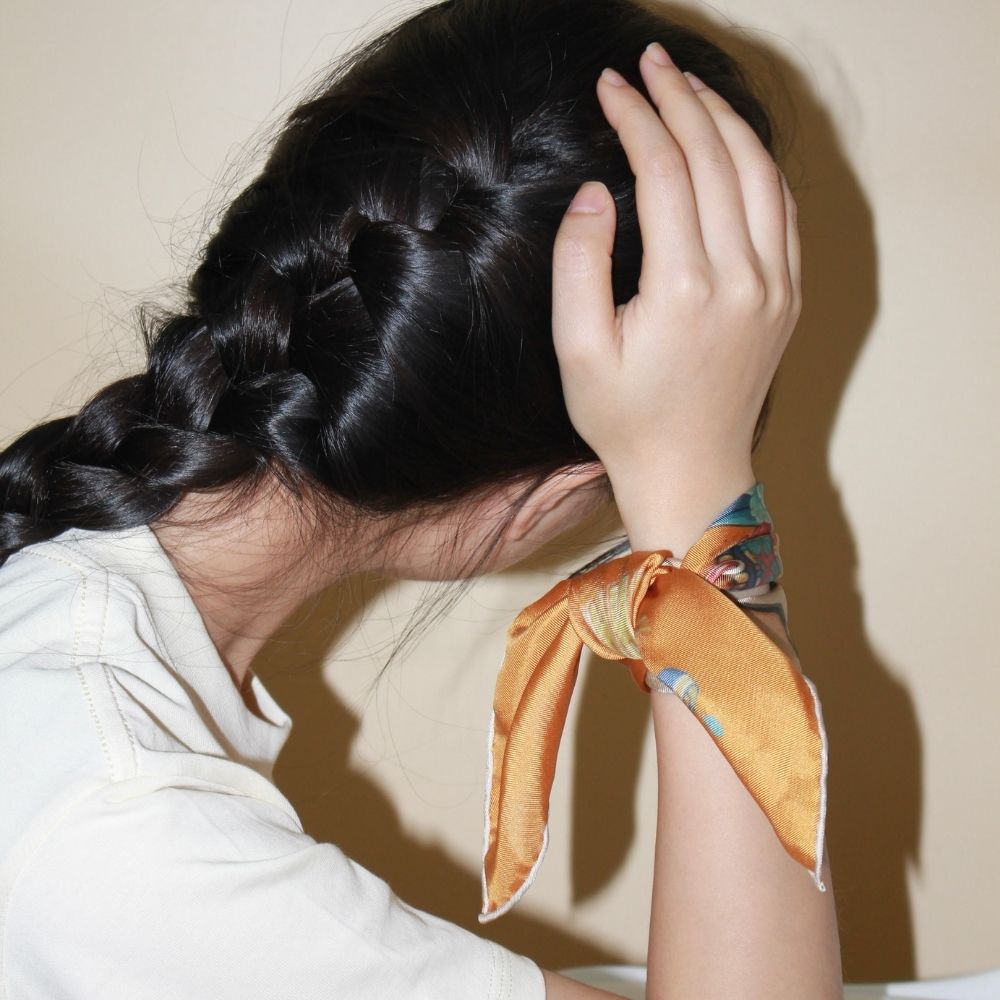 Youth Square Silk Scarf 45cm - Orange