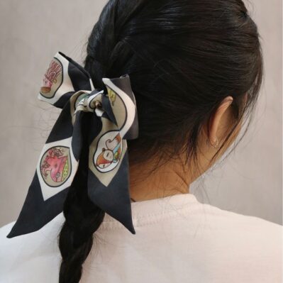 Animal Silk Ribbonie Scarf - Black