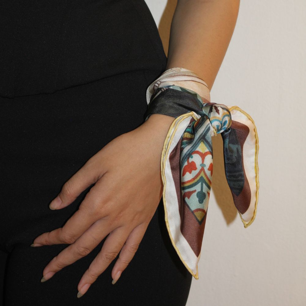 Hope Square Silk Scarf 55cm - Brown