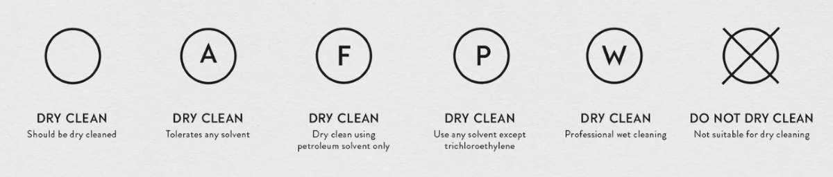 Dry cleaning symbols 