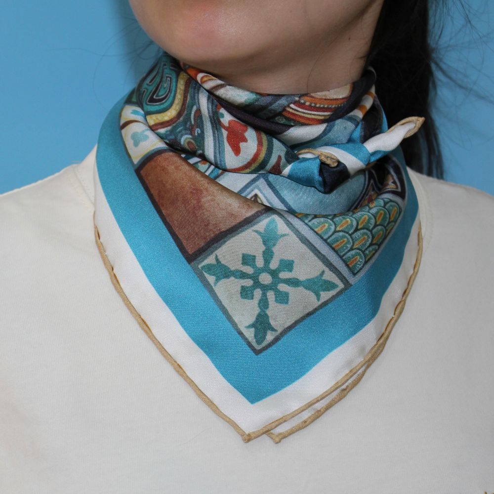 Hope Square Silk Scarf 55cm - Blue