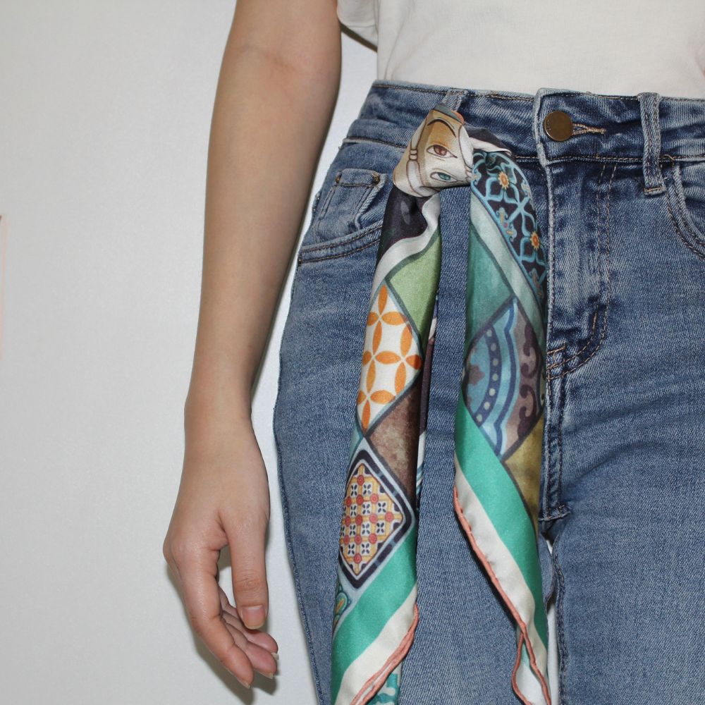 Hope Square Silk Scarf 55cm - Green