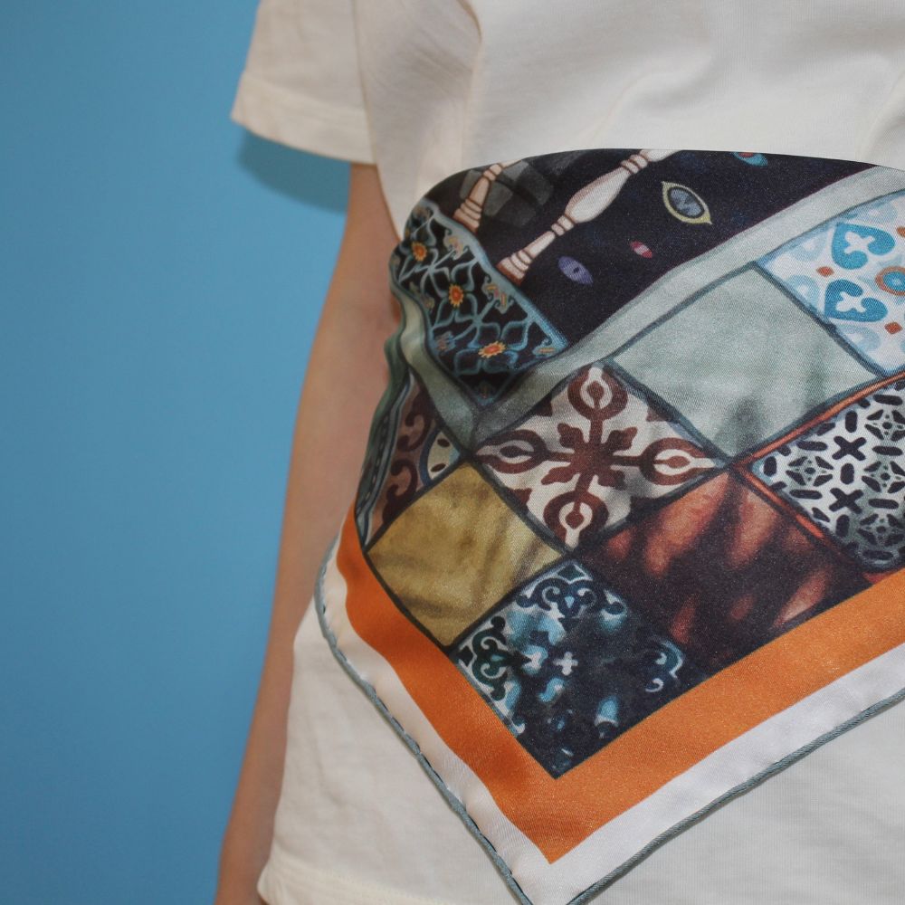 Hope Square Silk Scarf 55cm - Orange