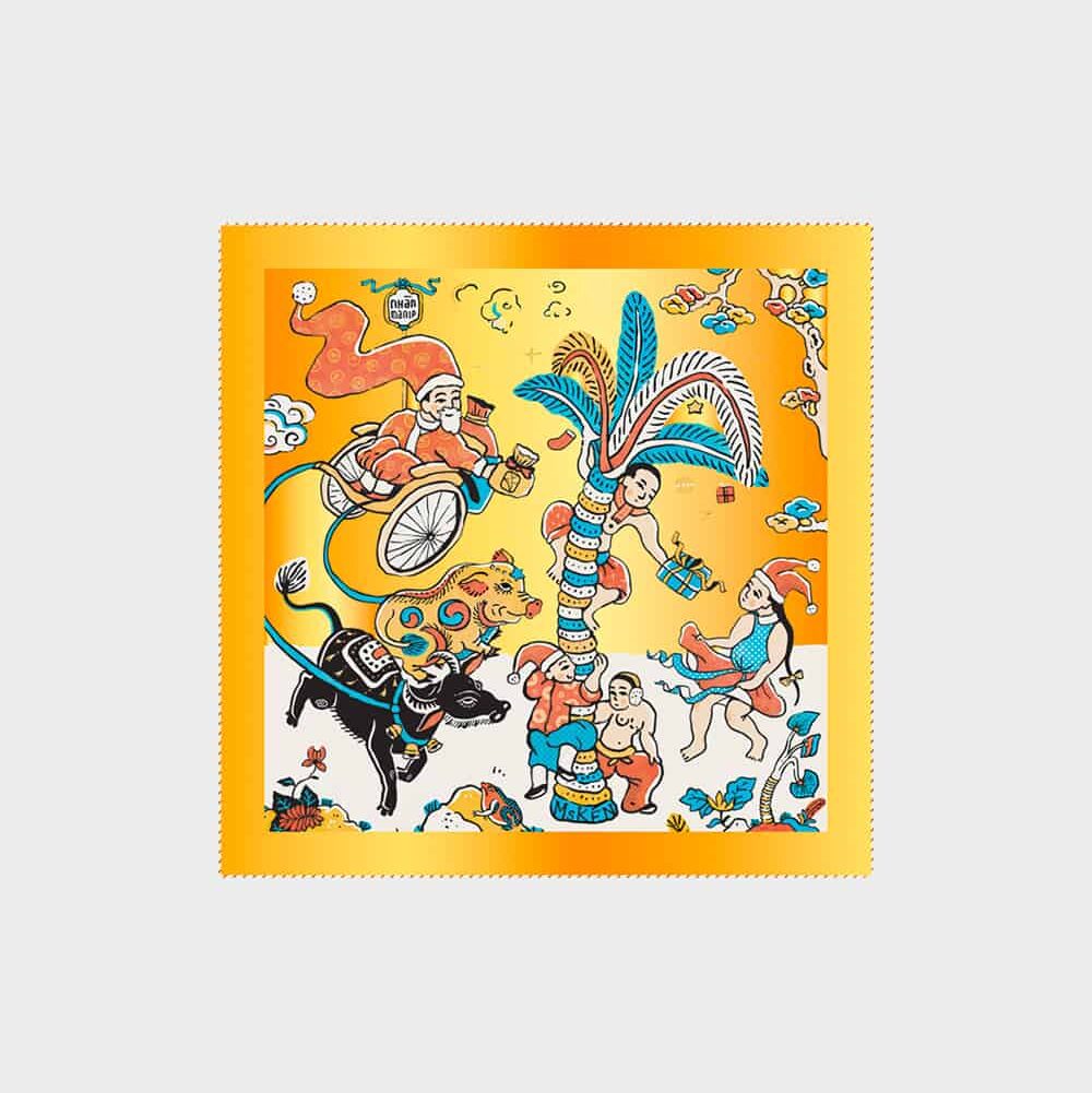 Khăn Lụa Tơ Tằm Vuông Thiết Kế Giáng Sinh 20cm