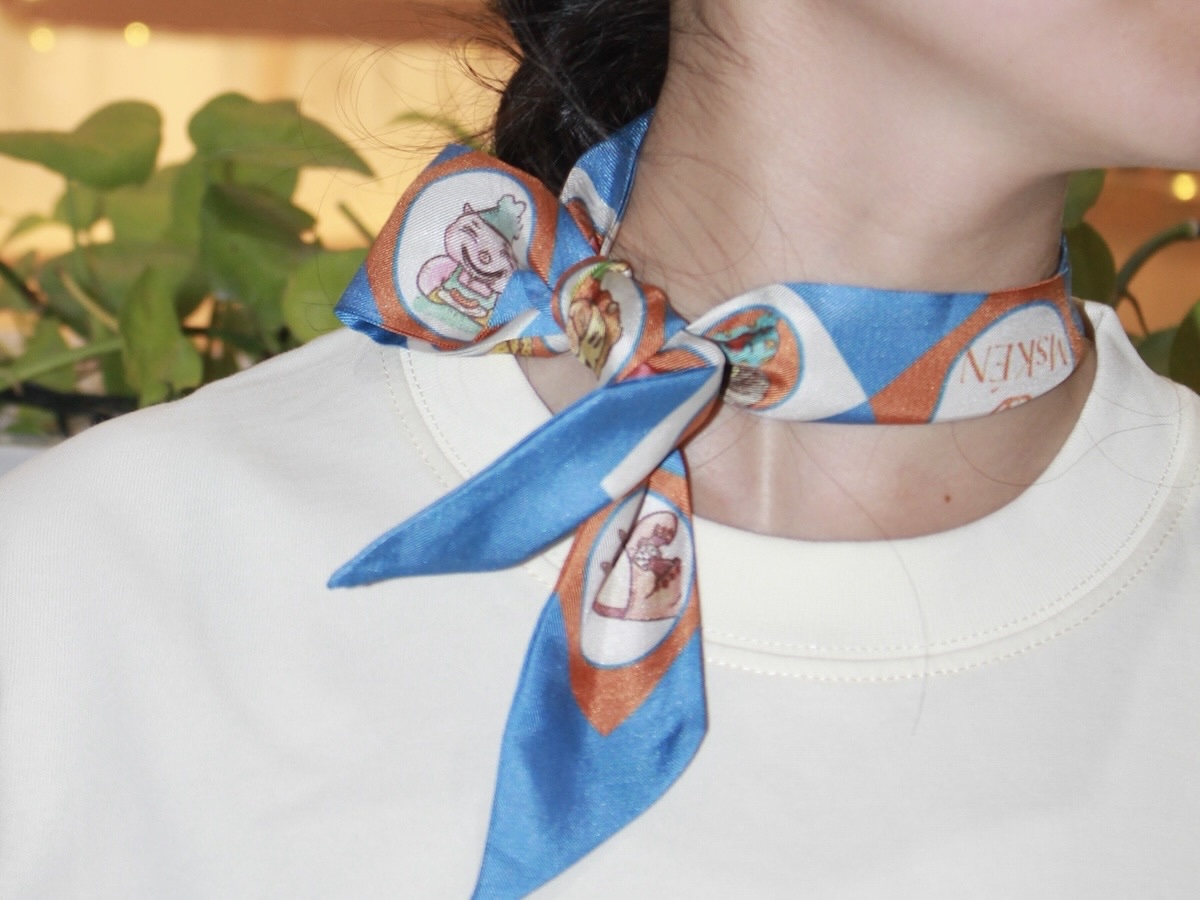 Twilly là gi- What is twilly-MsKEN - Her Ribbonie scarf - Blue twilly scarf